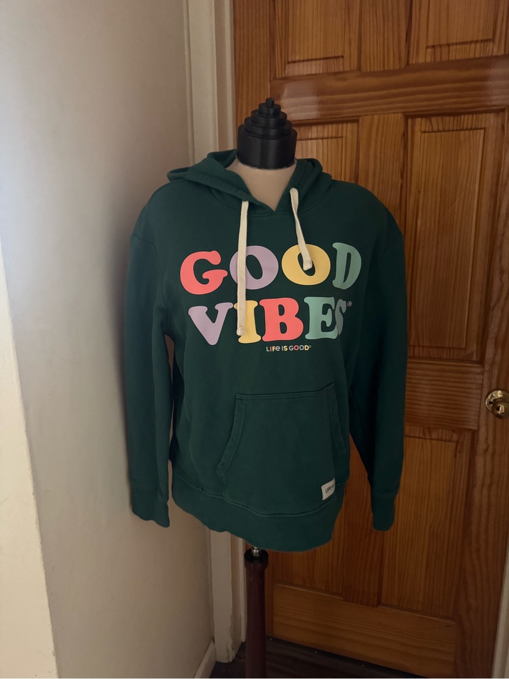 Life is Good Womens Forest Green 'Good Vibes' Hoodie Sweatshirt